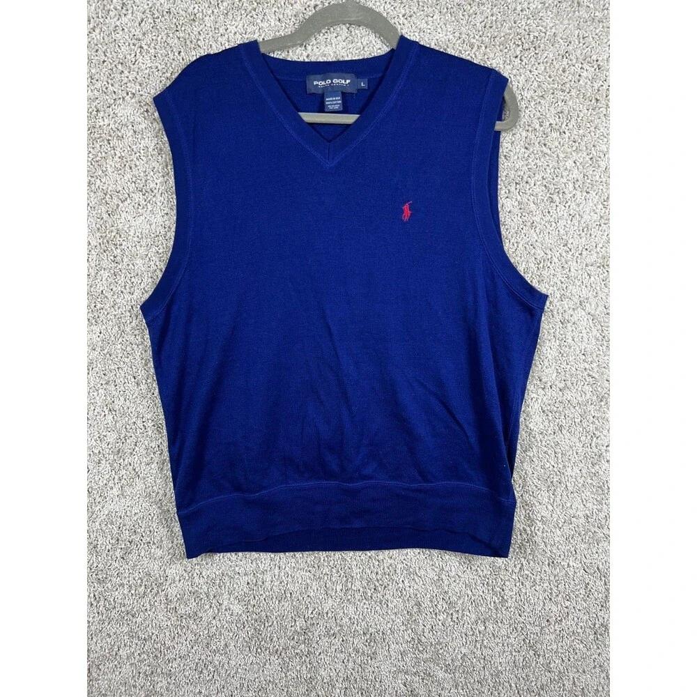 Polo Ralph Lauren Sweater Vest Mens Large Navy Pima Cotton Recent Label SIZE L